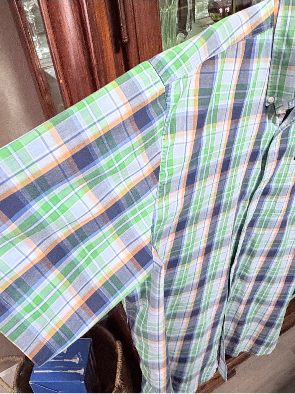 3pcs Chaps Men's Short-Sleeve Plaid Button-Down black short sleeve polo